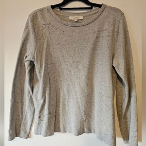 LOFT Gray Long Sleeve Constellation Top